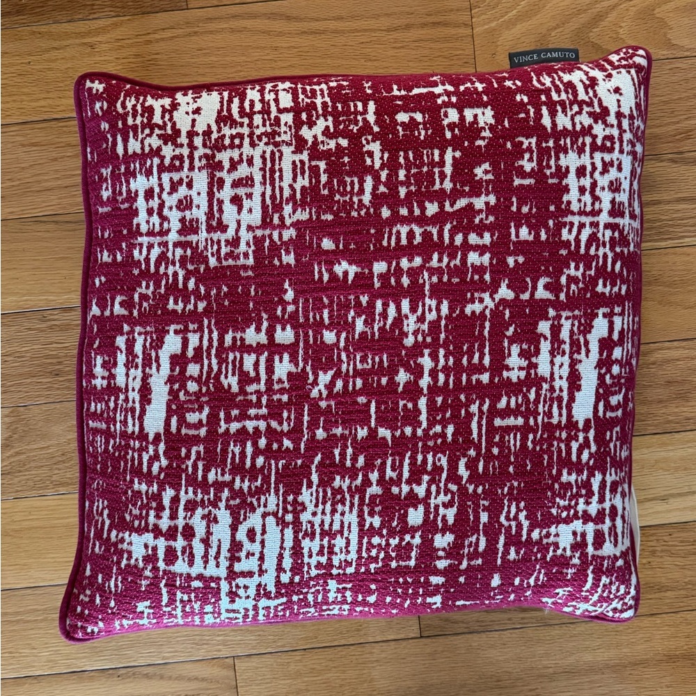 Vince Camuto Red and White Decorative Pillow Case.